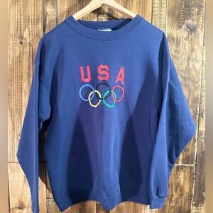 Vintage USA embroidered navy blue crew neck sweatshirt size L Olympic USA